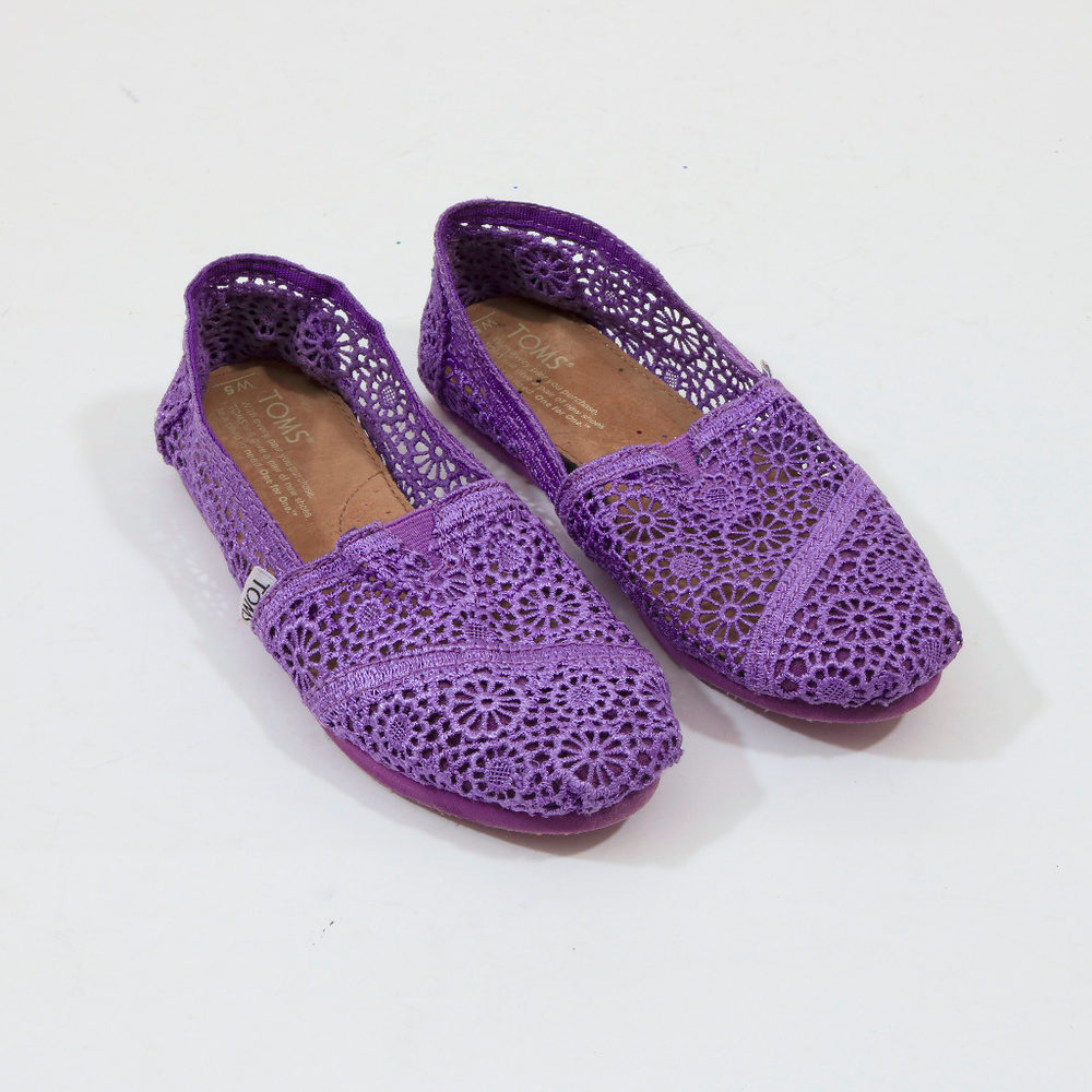 Toms Classic Lavendar Crochet Flats US 5M #B018